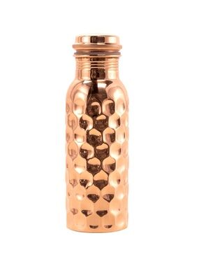 Hammered Copper Water Bottle Metallic Rose Gold Look Made in India